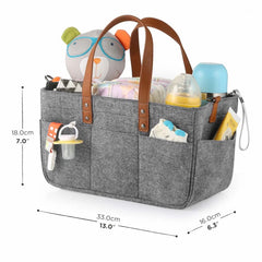 Baby Felt Storage Nursery Organizer Basket Infant Diaper Bag with Handle Caddy Changing Nappy Kids Storage Carrier Large Pocket