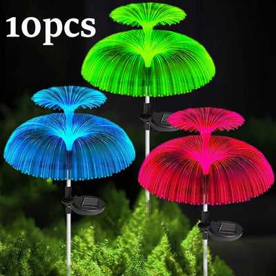 1-10pcs 7Color Changing Outdoor Lamp Solar Jellyfish Lights Waterproof Pathway Lawn Garden Decor Lighting