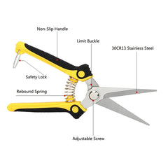 Pruner Gardening Hand Pruning Shear Straight Stainless Steel Blades Ultra Sharp Garden Scissors For Flowers Harvesting Fruits