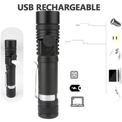 Super Bright 90000LM LED Tactical Flashlight Zoomable With Rechargeable Battery